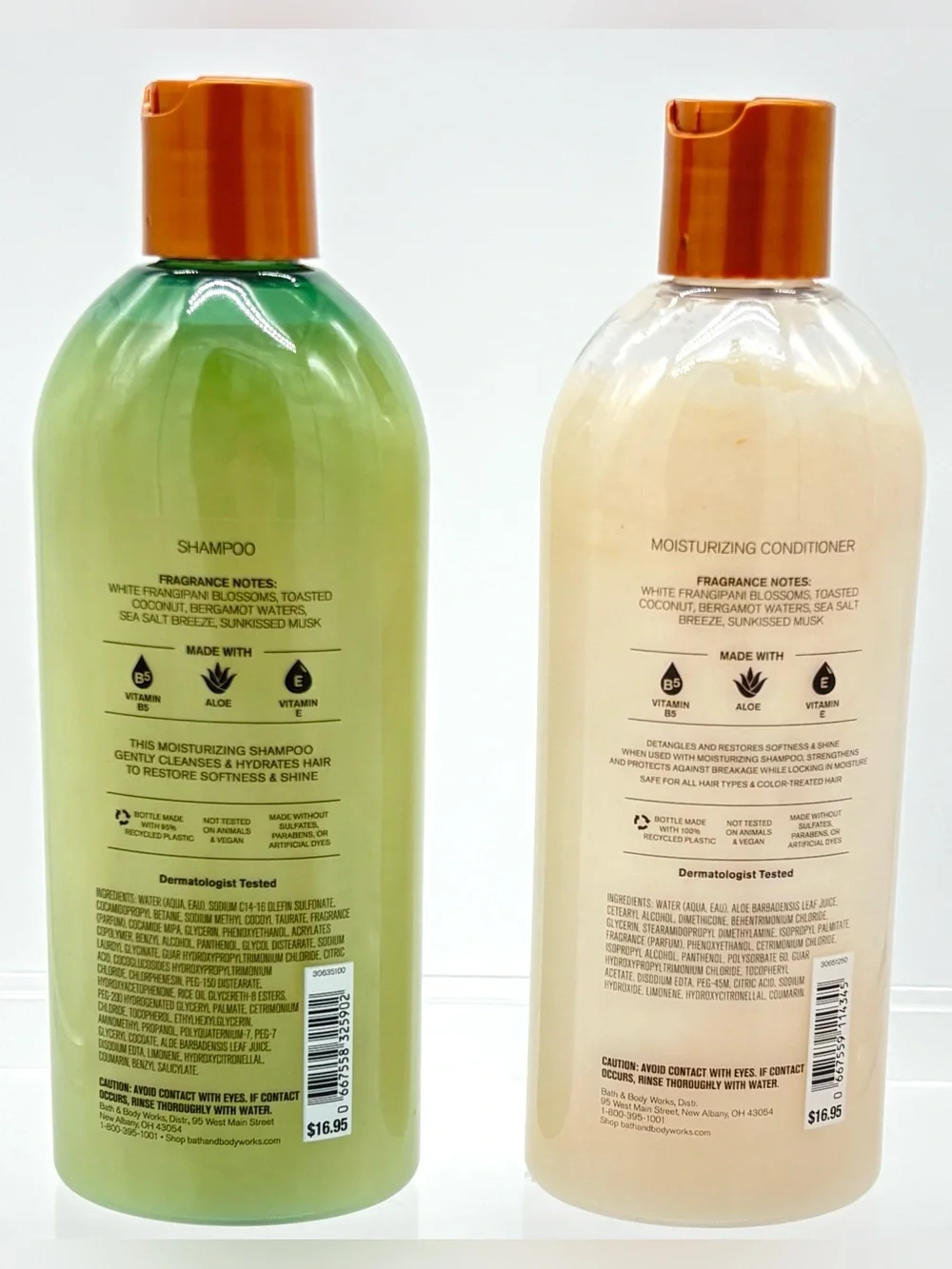 Bath Body Works At The Beach Shampoo Conditioner Set 16 Oz Vegan Coconut Aloe